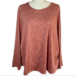 Silverwear Red Heathered Bell Sleeve Super Soft Pullover Loose Fit Top Size 3X
